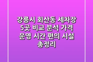 강릉시 회산동 세차장 5곳 비교 분석: 가격, 운영 시간, 편의 시설 총정리
