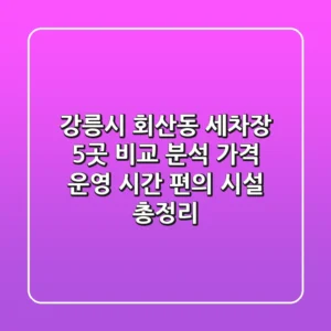 강릉시 회산동 세차장 5곳 비교 분석: 가격, 운영 시간, 편의 시설 총정리