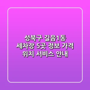 성북구 길음1동 세차장 5곳 정보 - 가격, 위치, 서비스 안내