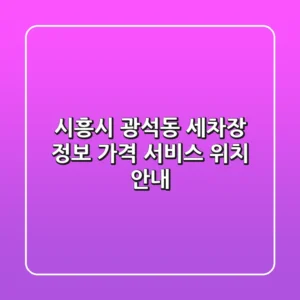 시흥시 광석동 세차장 정보 - 가격, 서비스, 위치 안내
