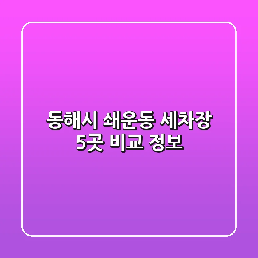 동해시 쇄운동 세차장 5곳 비교 정보