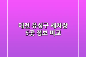 대전 유성구 세차장 5곳 정보 비교