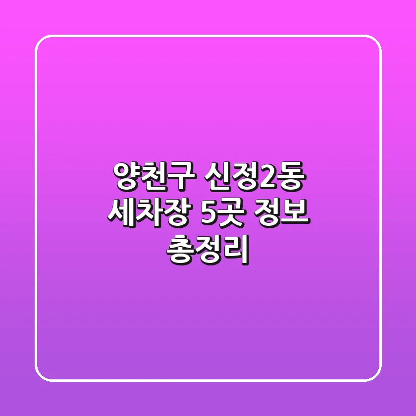 양천구 신정2동 세차장 5곳 정보 총정리