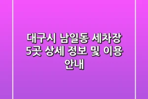 대구시 남일동 세차장 5곳 상세 정보 및 이용 안내