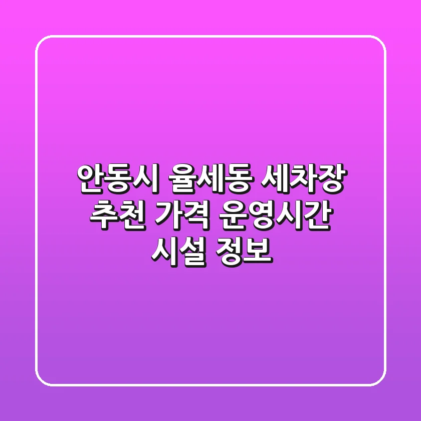 안동시 율세동 세차장 추천 - 가격, 운영시간, 시설 정보