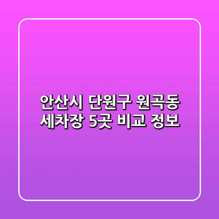 안산시 단원구 원곡동 세차장 5곳 비교 정보