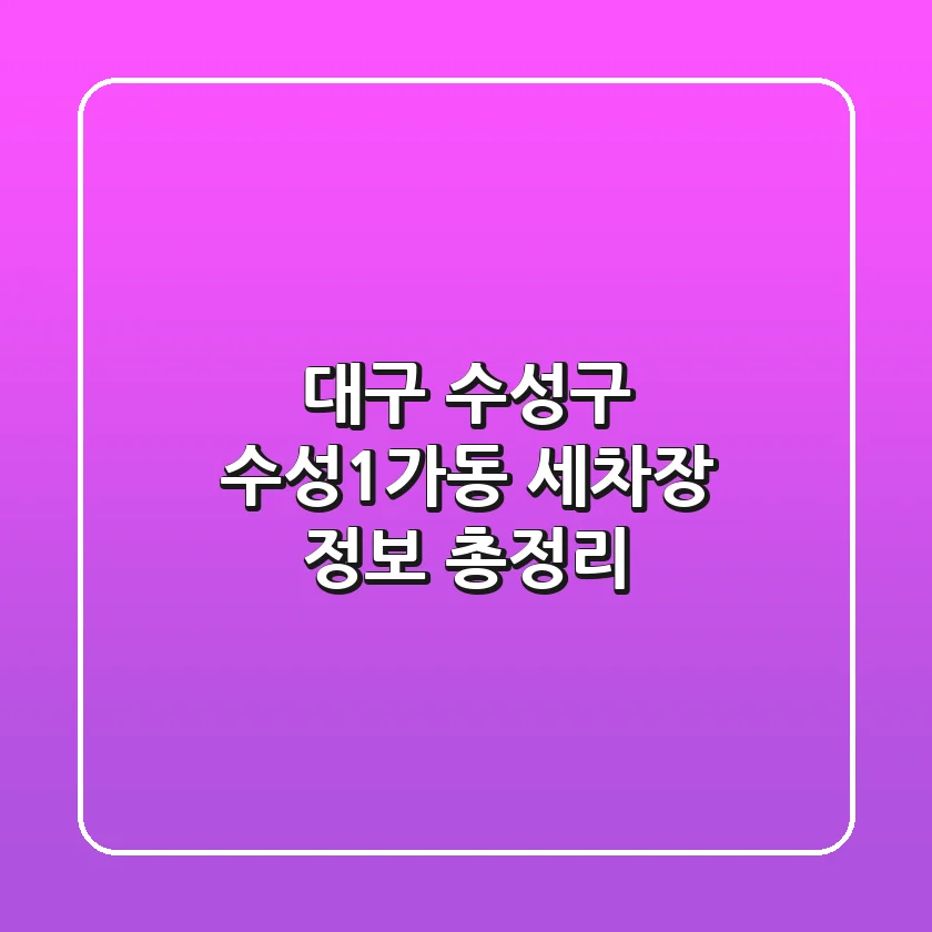 대구 수성구 수성1가동 세차장 정보 총정리