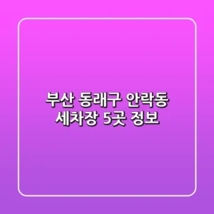 부산 동래구 안락동 세차장 5곳 정보