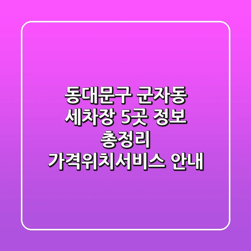 동대문구 군자동 세차장 5곳 정보 총정리 - 가격/위치/서비스 안내