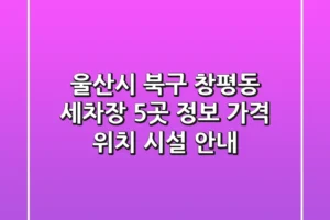 울산시 북구 창평동 세차장 5곳 정보 – 가격, 위치, 시설 안내
