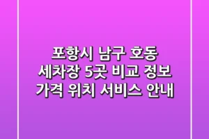 포항시 남구 호동 세차장 5곳 비교 정보 – 가격, 위치, 서비스 안내