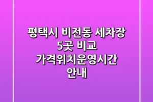 평택시 비전동 세차장 5곳 비교 – 가격/위치/운영시간 안내