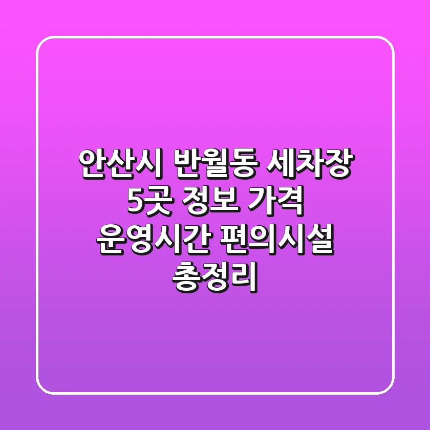 안산시 반월동 세차장 5곳 정보 - 가격, 운영시간, 편의시설 총정리