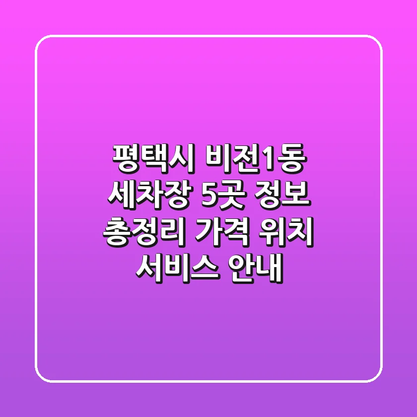 평택시 비전1동 세차장 5곳 정보 총정리 - 가격, 위치, 서비스 안내