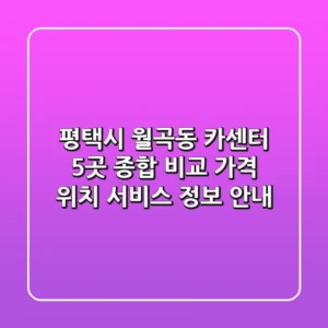 평택시 월곡동 카센터 5곳 종합 비교 - 가격, 위치, 서비스 정보 안내