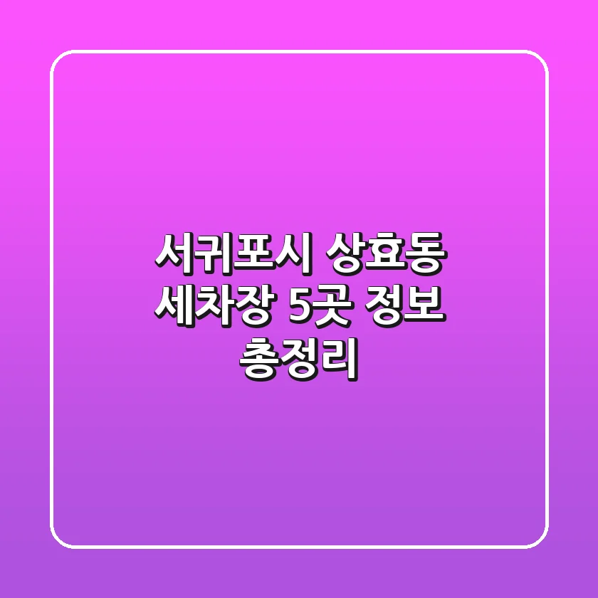 서귀포시 상효동 세차장 5곳 정보 총정리