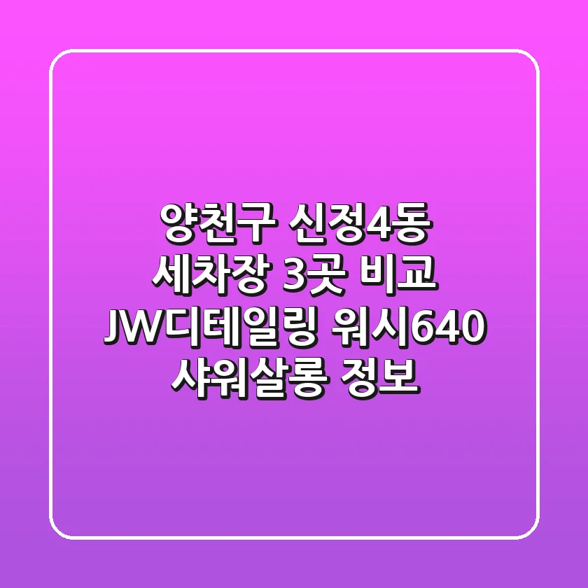 양천구 신정4동 세차장 3곳 비교: JW디테일링, 워시640, 샤워살롱 정보