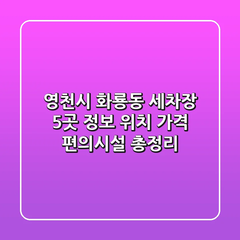 영천시 화룡동 세차장 5곳 정보 - 위치, 가격, 편의시설 총정리