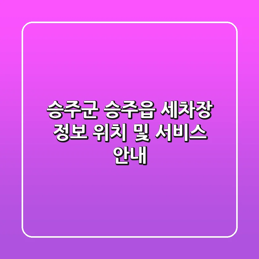 승주군 승주읍 세차장 정보 - 위치 및 서비스 안내