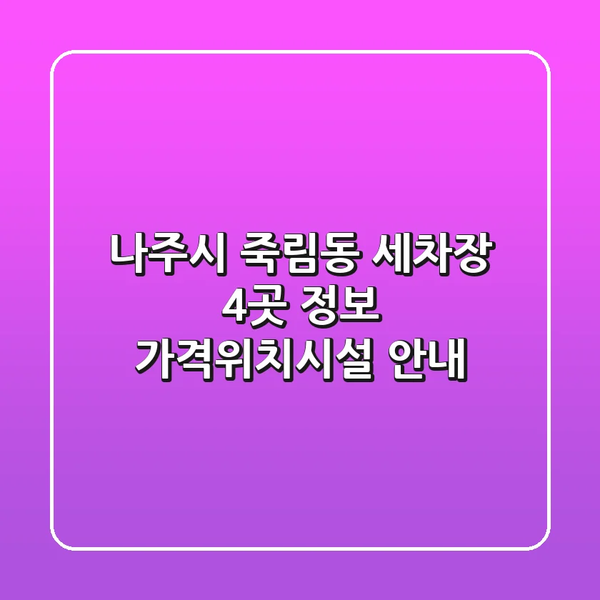 나주시 죽림동 세차장 4곳 정보 - 가격/위치/시설 안내