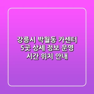 강릉시 박월동 카센터 5곳: 상세 정보, 운영 시간, 위치 안내