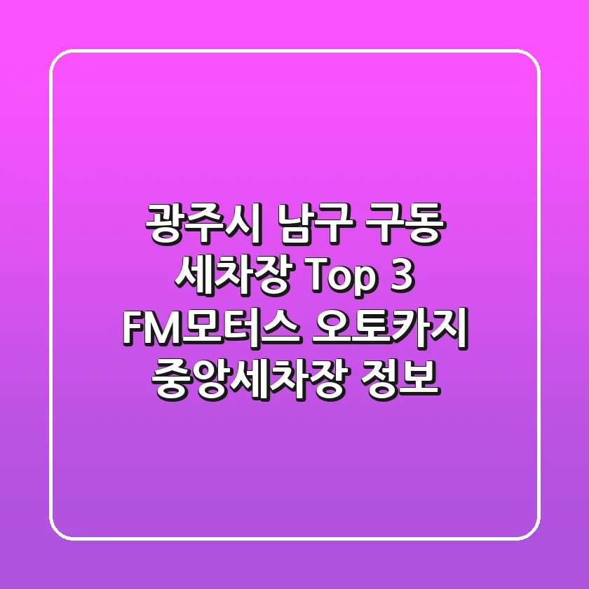 광주시 남구 구동 세차장 Top 3: FM모터스, 오토카지, 중앙세차장 정보