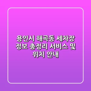 용인시 해곡동 세차장 정보 총정리 - 서비스 및 위치 안내