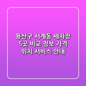 용산구 서계동 세차장 5곳 비교 정보 - 가격, 위치, 서비스 안내