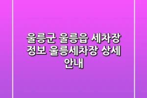 울릉군 울릉읍 세차장 정보: 울릉세차장 상세 안내