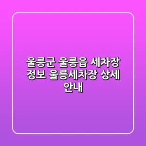 울릉군 울릉읍 세차장 정보: 울릉세차장 상세 안내