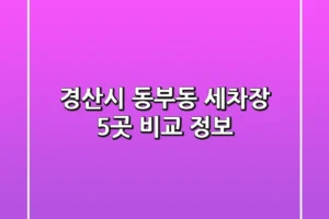 경산시 동부동 세차장 5곳 비교 정보