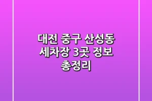 대전 중구 산성동 세차장 3곳 정보 총정리