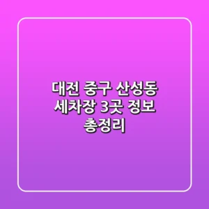 대전 중구 산성동 세차장 3곳 정보 총정리