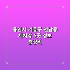 용인시 기흥구 언남동 세차장 5곳 정보 총정리