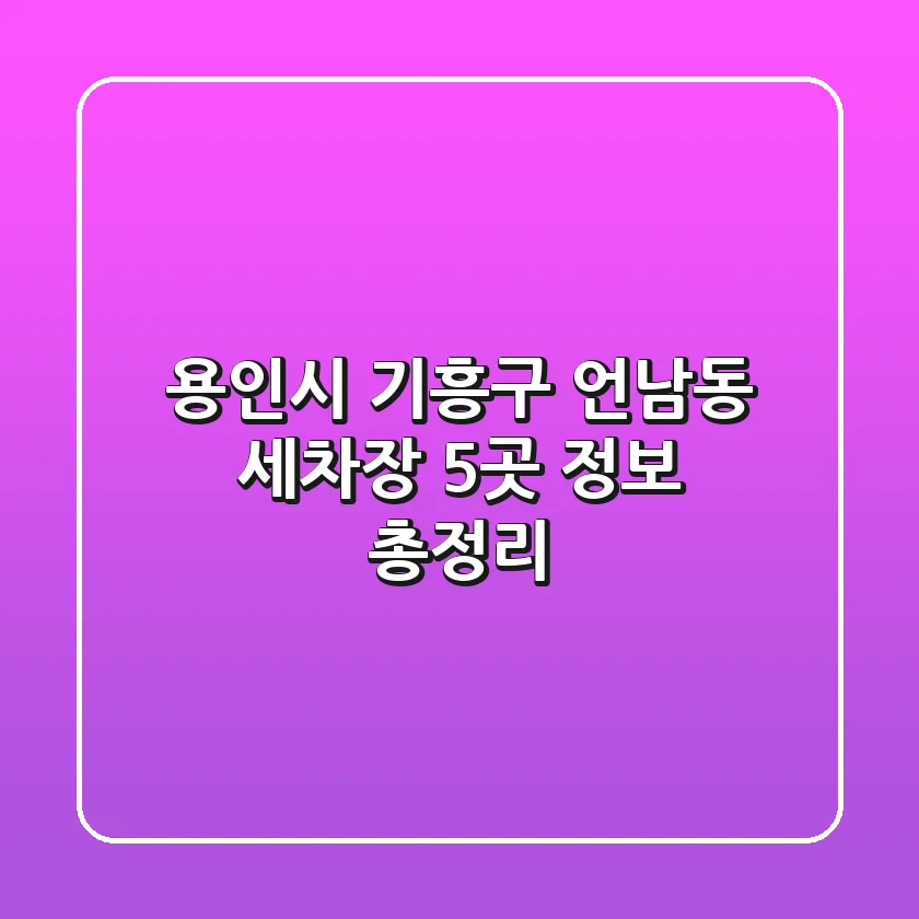 용인시 기흥구 언남동 세차장 5곳 정보 총정리