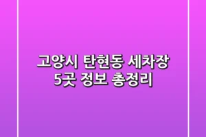 고양시 탄현동 세차장 5곳 정보 총정리