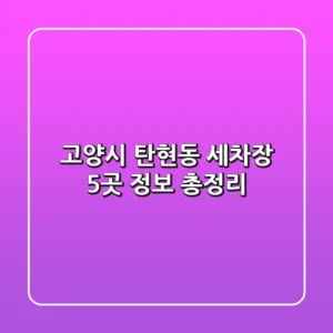 고양시 탄현동 세차장 5곳 정보 총정리