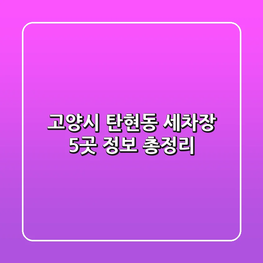 고양시 탄현동 세차장 5곳 정보 총정리