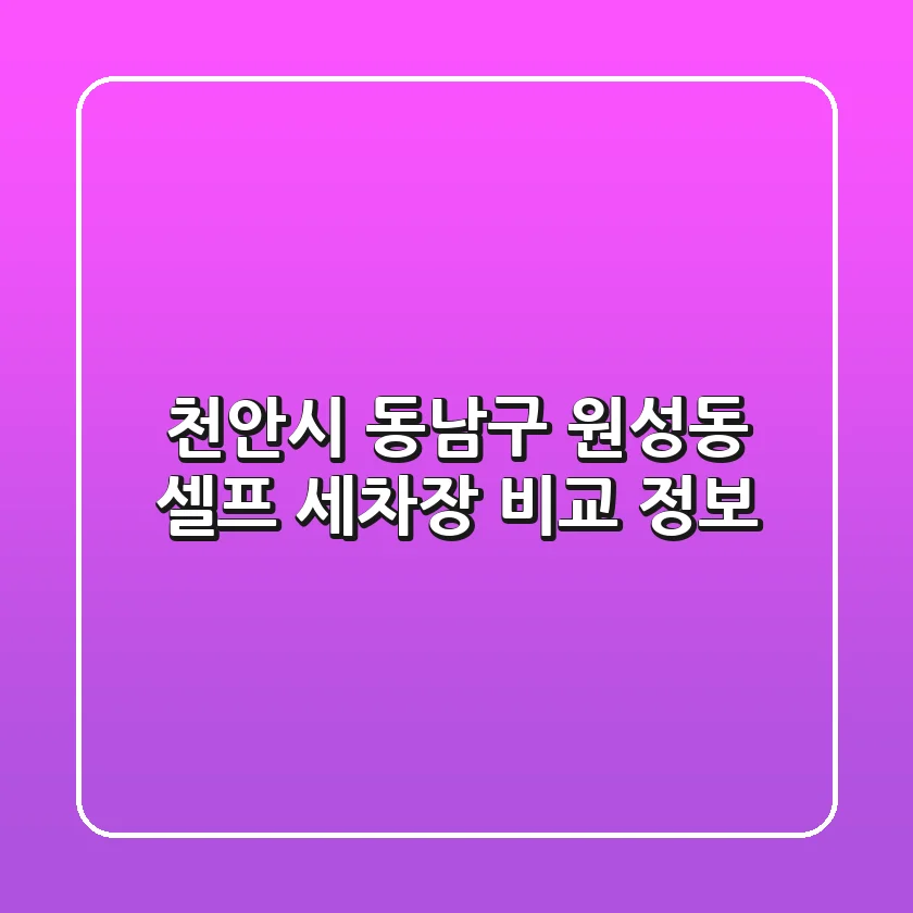 천안시 동남구 원성동 셀프 세차장 비교 정보