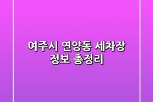 여주시 연양동 세차장 정보 총정리