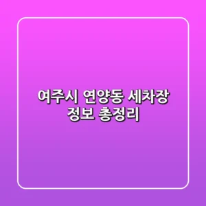여주시 연양동 세차장 정보 총정리
