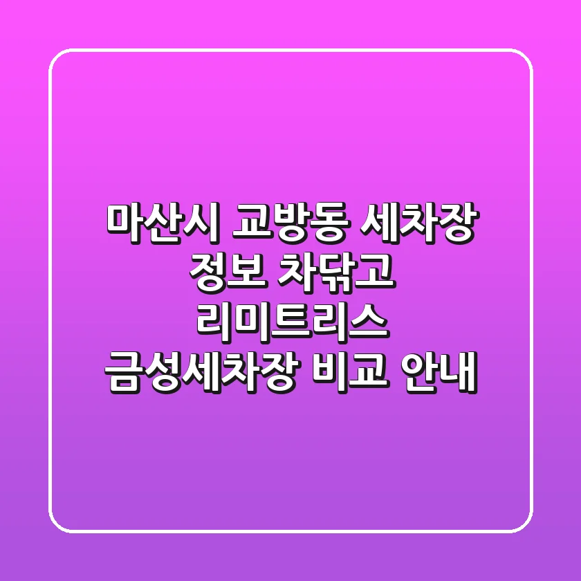 마산시 교방동 세차장 정보: 차닦고, 리미트리스, 금성세차장 비교 안내