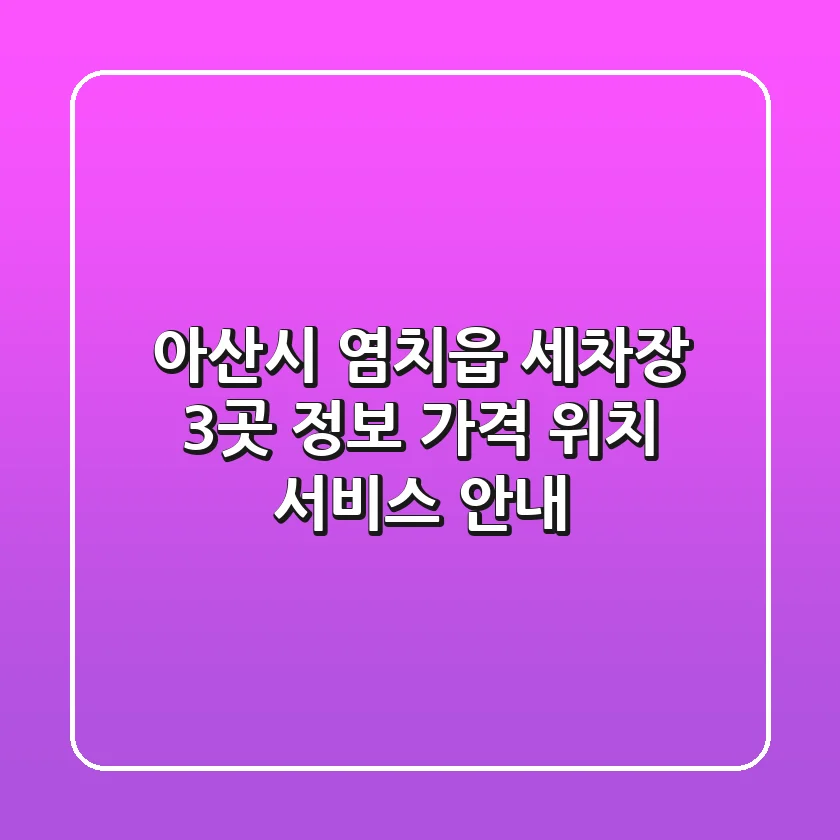 아산시 염치읍 세차장 3곳 정보 - 가격, 위치, 서비스 안내