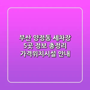 부산 양정동 세차장 5곳 정보 총정리 - 가격/위치/시설 안내