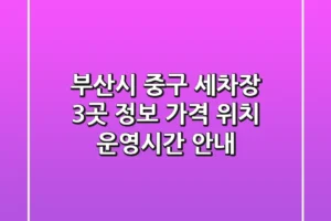 부산시 중구 세차장 3곳 정보 – 가격, 위치, 운영시간 안내
