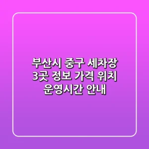 부산시 중구 세차장 3곳 정보 - 가격, 위치, 운영시간 안내