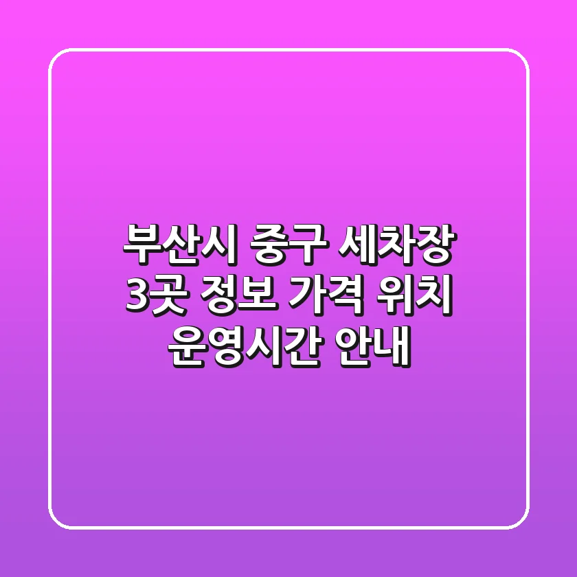부산시 중구 세차장 3곳 정보 - 가격, 위치, 운영시간 안내