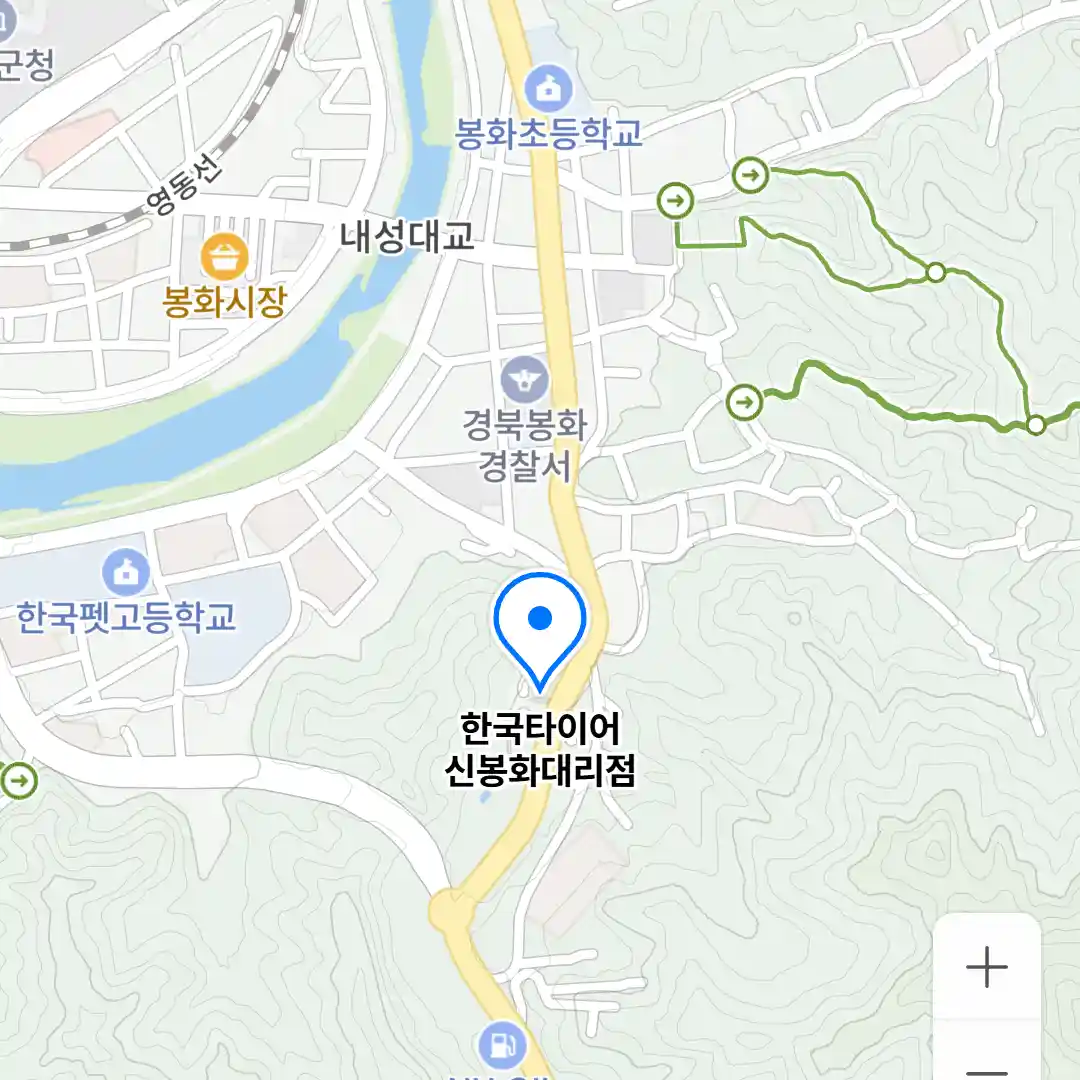 한국타이어 신봉화대리점 지도